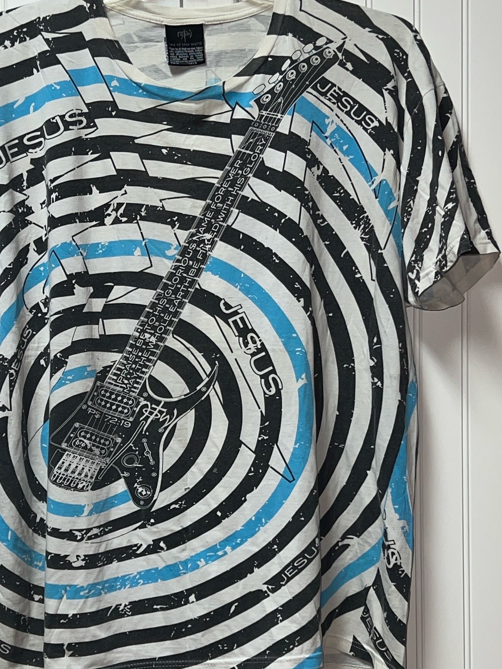 90s Jesus AOP NOTW Shirt XXL Vintage Not of This World Guitar All Over Print